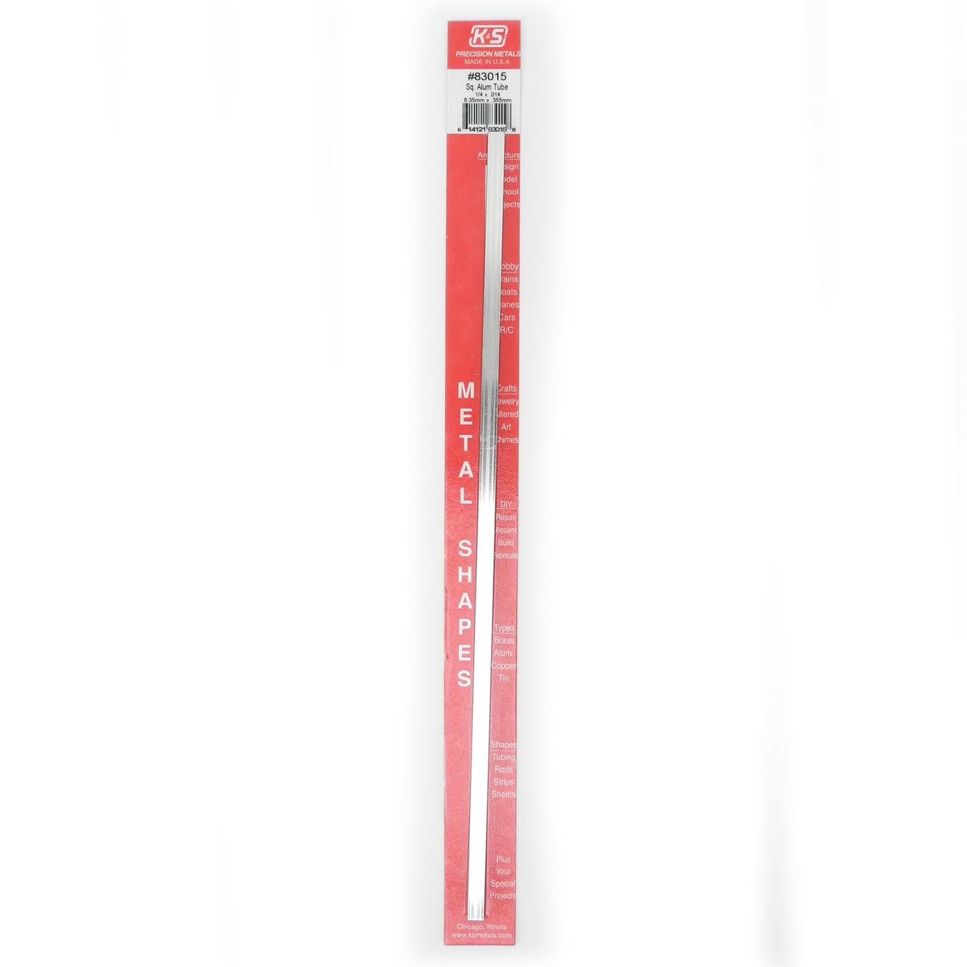 K&S Metals Square Aluminum Tube 1/4 X .014 X 12