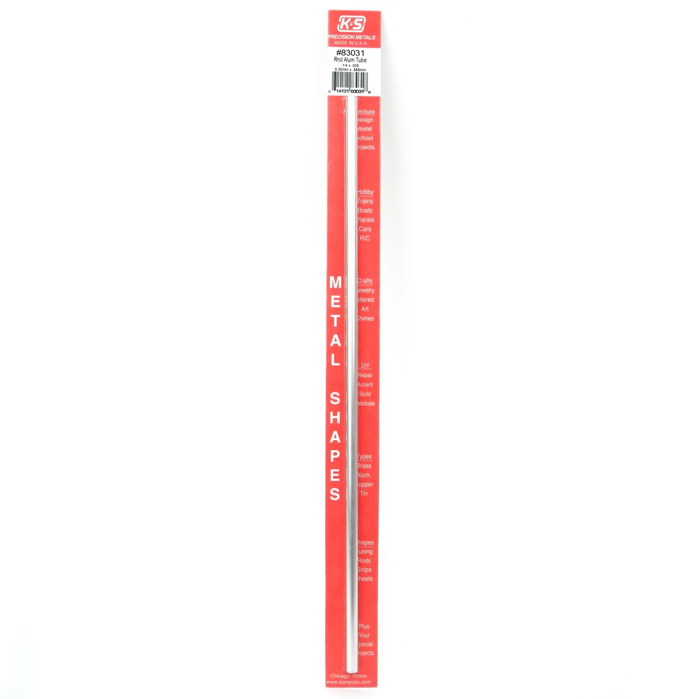 K&S Metals Round Aluminum Tube 1/4 X .035 X 12