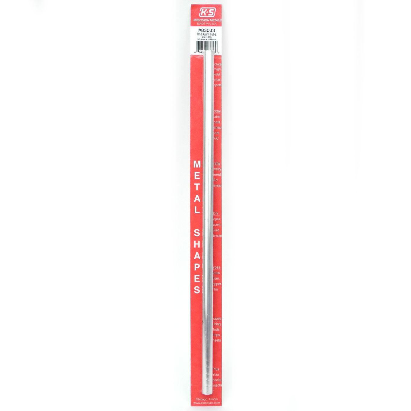K&S Metals Round Aluminum Tube 3/8 X .035 X 12