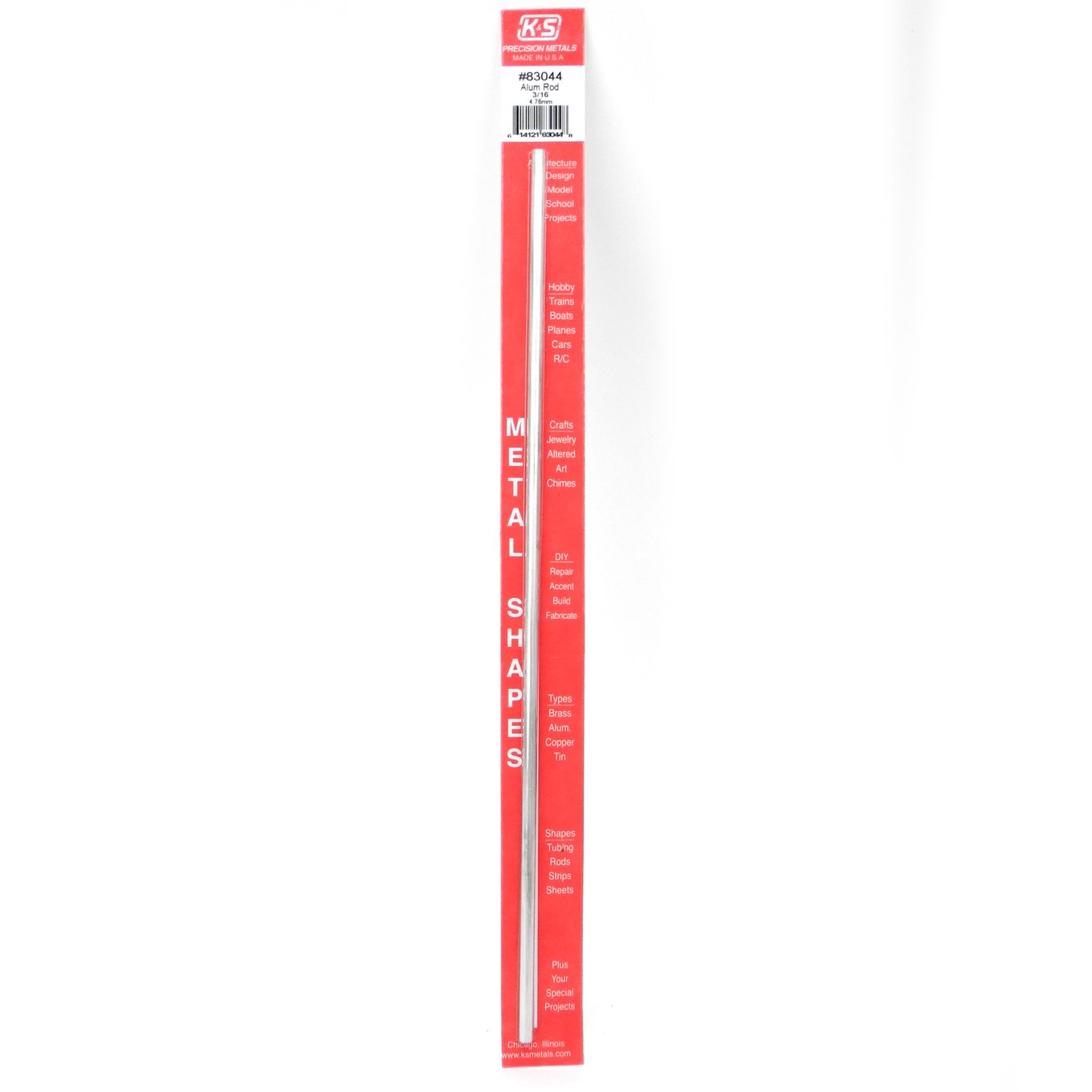 K&S Metals Round Aluminum Rod 3/16 X 12