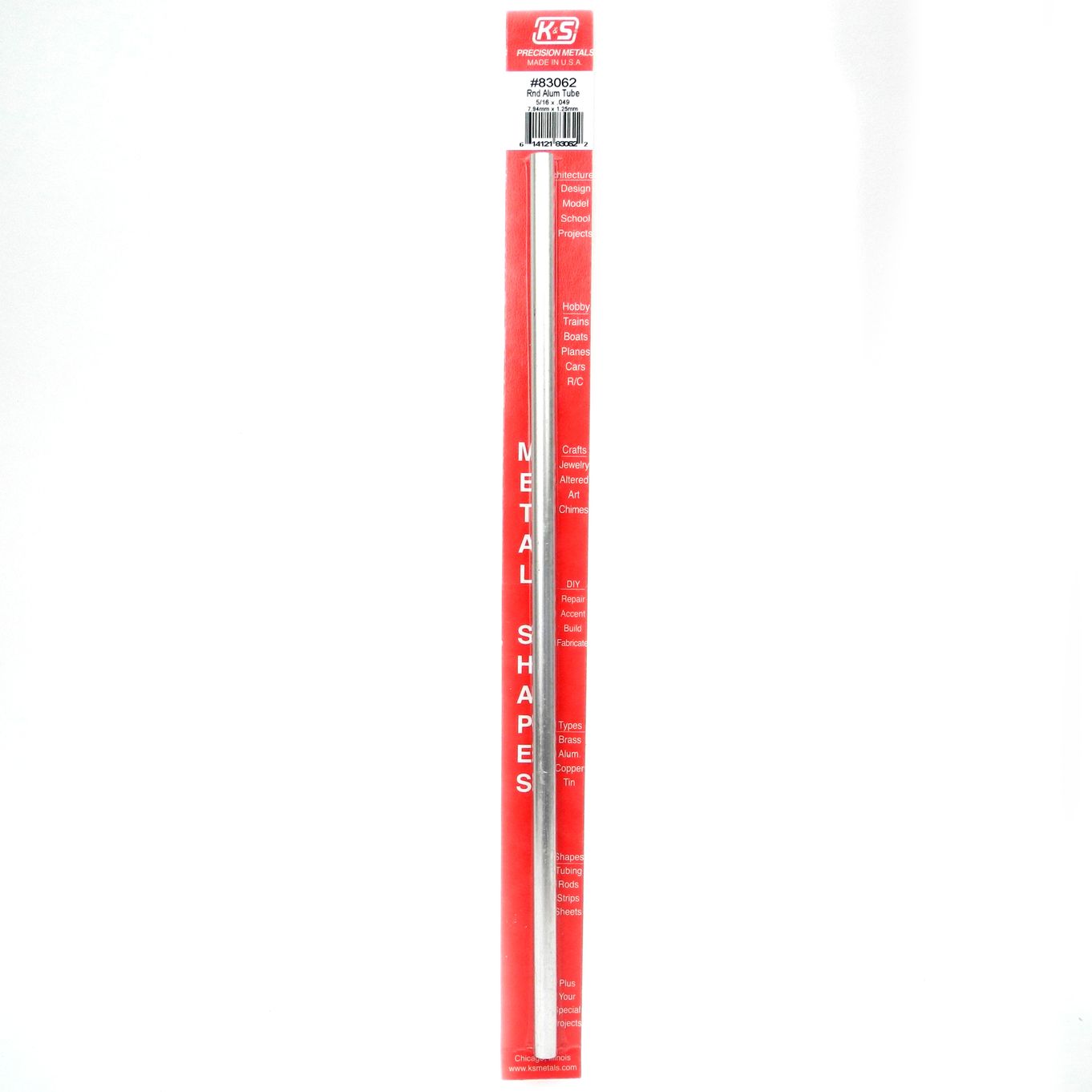 K&S Metals Round Aluminum Tube 5/16 X .049 X 12
