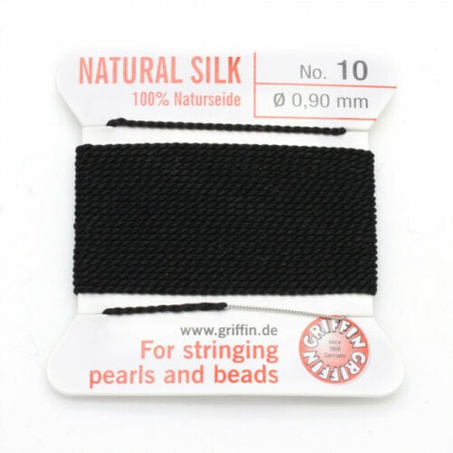 100% Griffin Natural Black No 10 Silk String Thread for stringing beads - FT5310