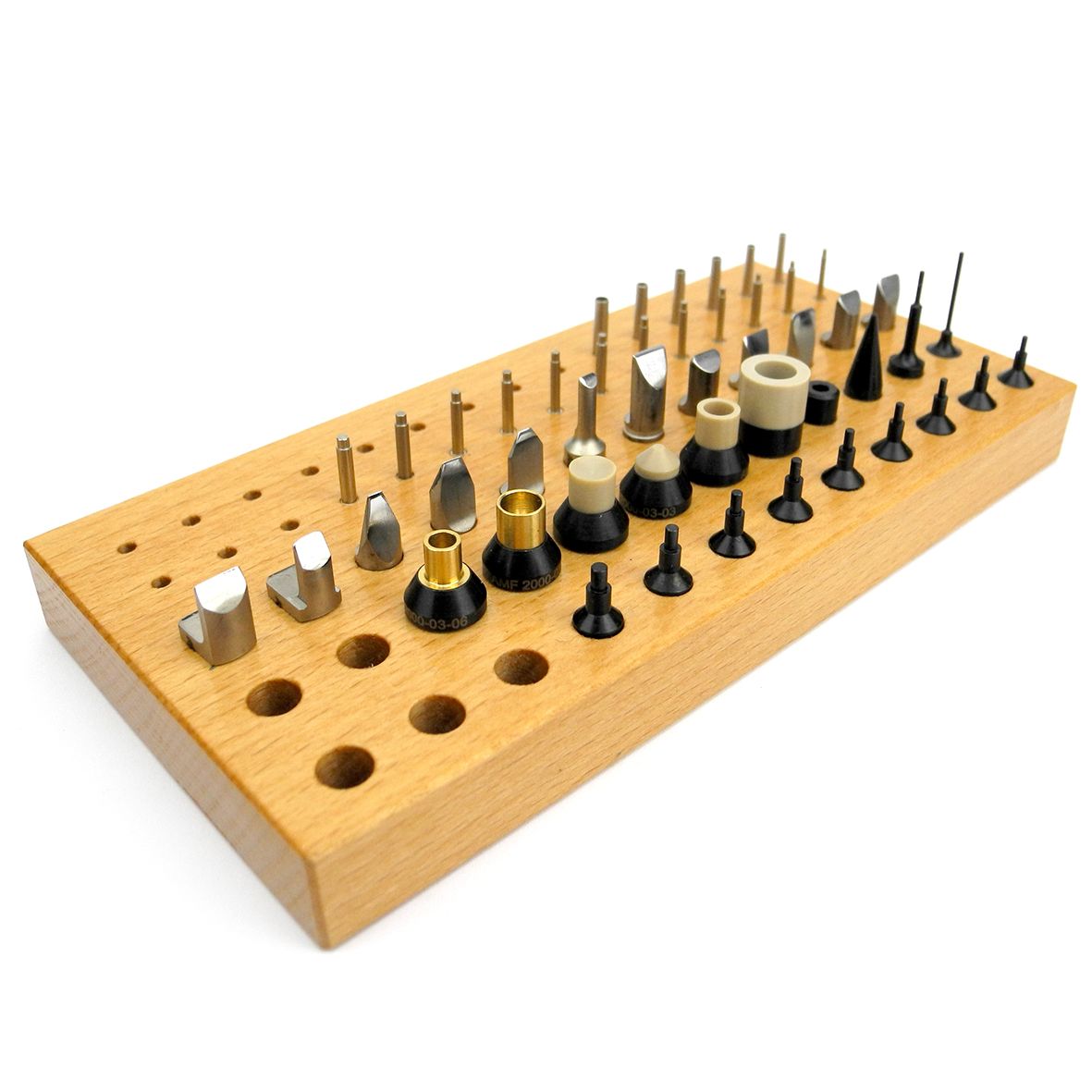 ASSORTMENT OF HORIA ARBOURS, PUSHERS & KNIVES ON WOODEN BASE - HT2000-40-00