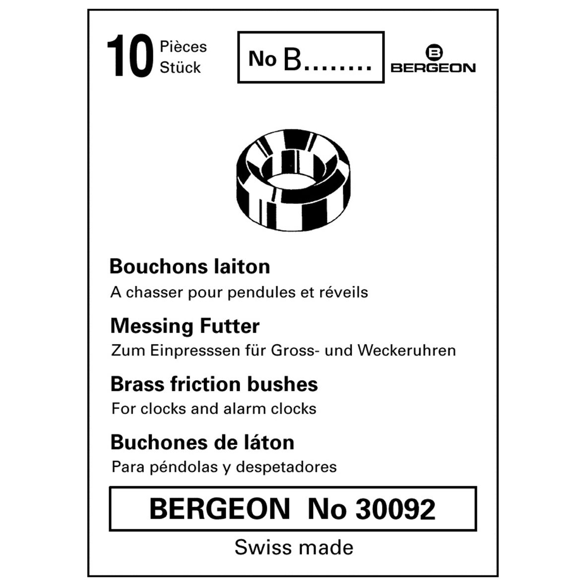 Brass Clock Bushes B21 2.25mm x 1.50mm x 4.50mm Bergeon 30092 - CB1521