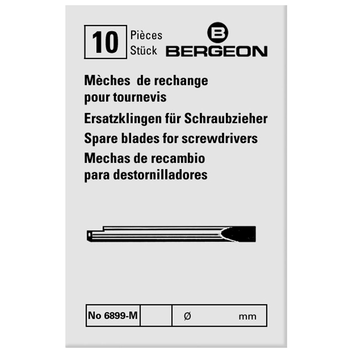 Screwdriver Blades Stainless Steel Ø0.50mm - Ø3.00mm Bergeon 6899-M - HS993