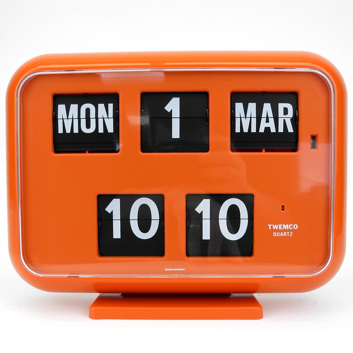 SMALL BANKING HALL CLOCK by TWEMCO in ORANGE