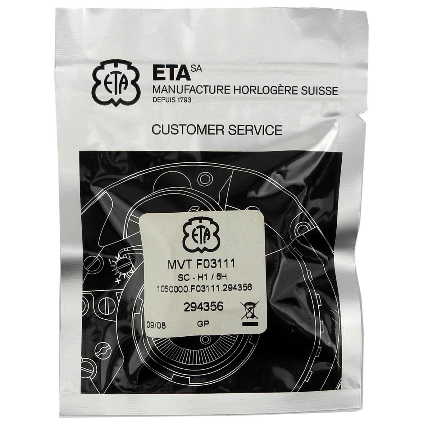 ETA F03.111 Watch Movement (Pre-Sealed) H1/6H- MZETAF03.111PSH1