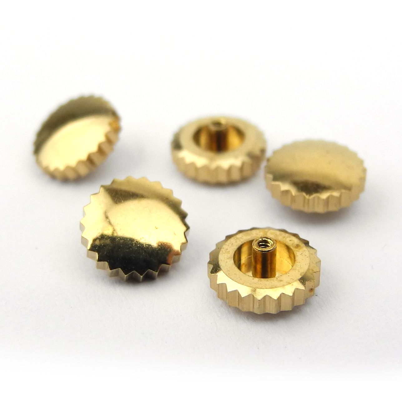 Gilt Standard Short Pipe Watch Buttons (Crowns) - MB402-**-**