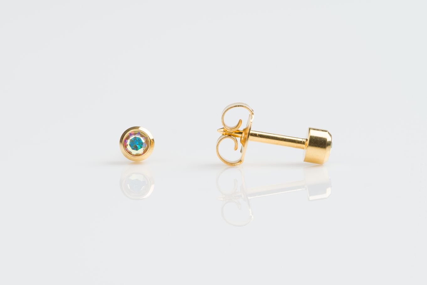 Studex Rainbow Crystal Studs, 24ct Gold Plated - E236