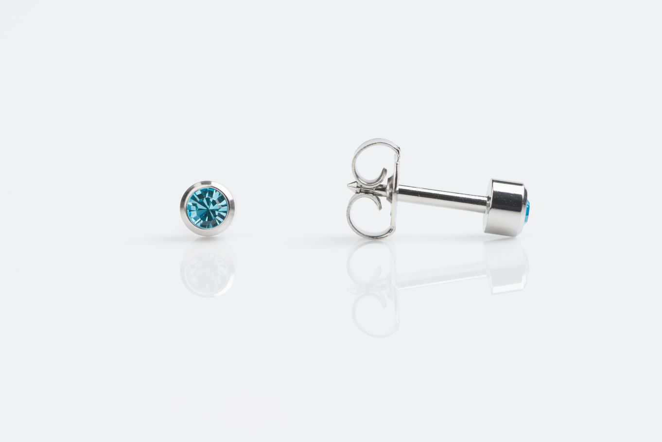Studex March Aquamarine Blue Birthstone Studs  SS - E13