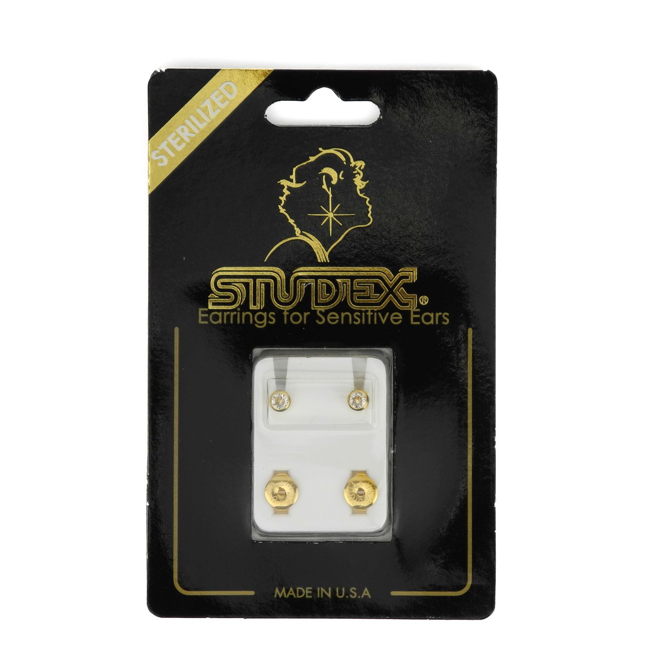Studex Diamond White GP Studs - Carded Pair - E24CARD