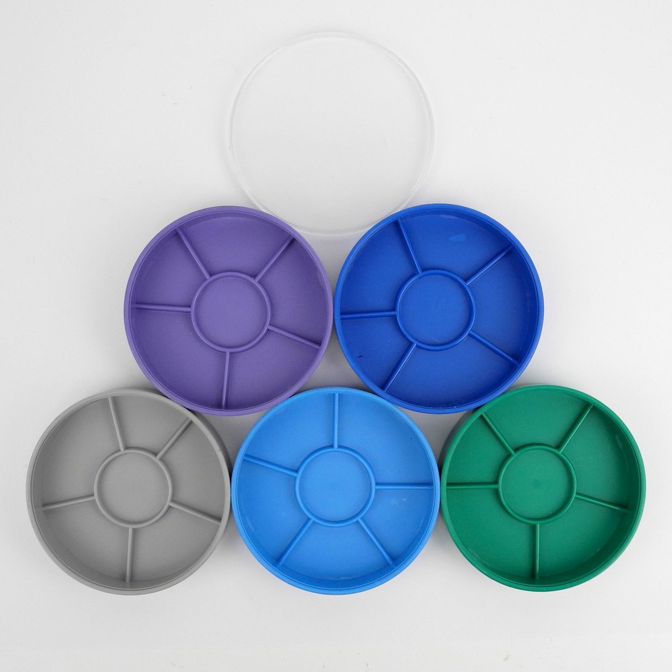 Set Of 5 Round Stackable Trays With Transparent Lid (ECONOMY) - HB3134