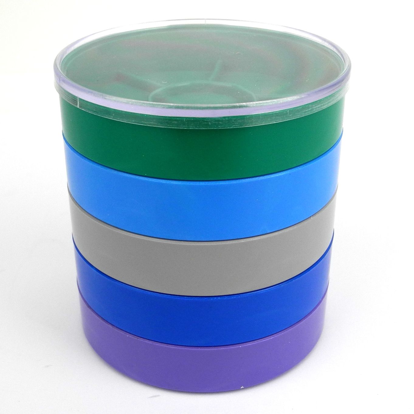 Set Of 5 Round Stackable Trays With Transparent Lid (ECONOMY) - HB3134