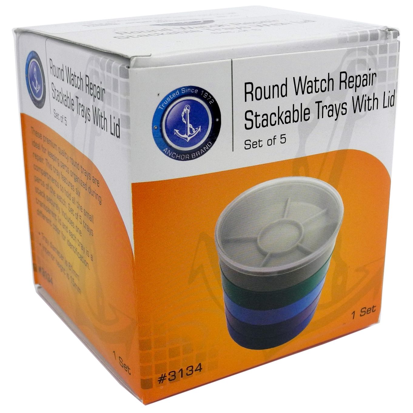 Set Of 5 Round Stackable Trays With Transparent Lid (ECONOMY) - HB3134