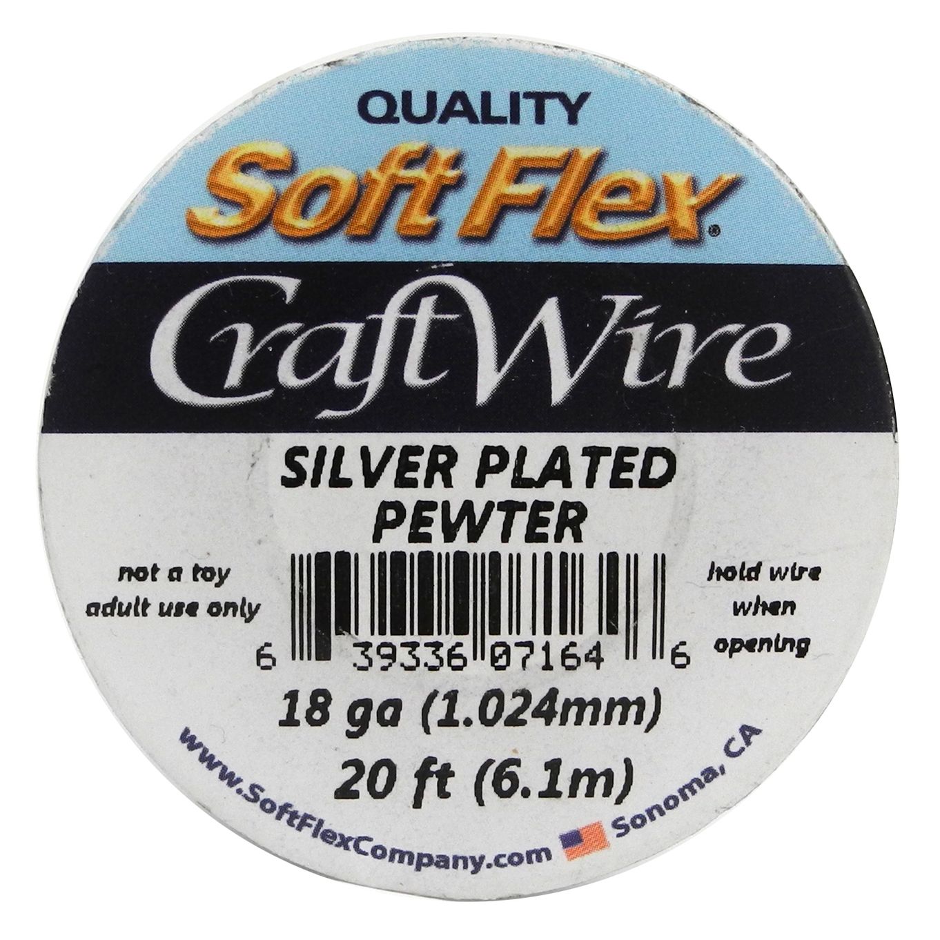 Craft Wire Silver Silver Plated 1.024mm Thick 6.1M Length - FT2218SPSIL