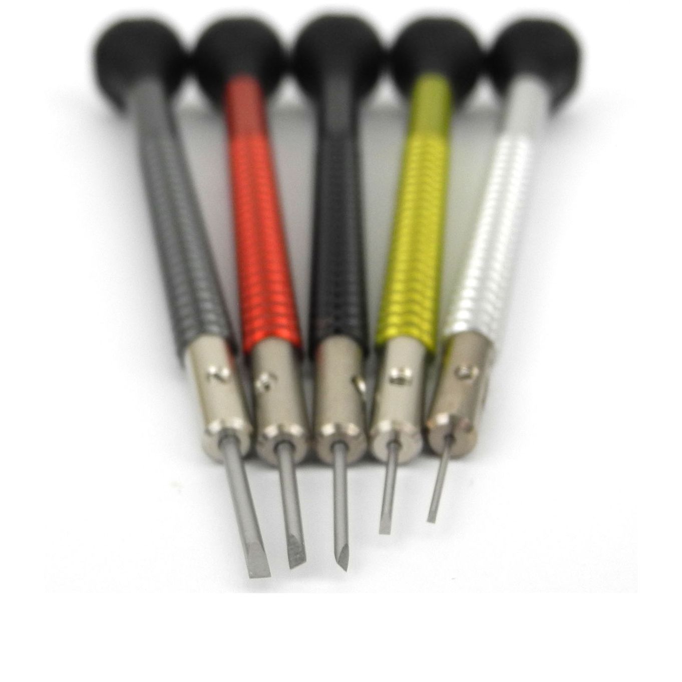 Assortiment de 5 Tournevis d'horloger avec roulement à billes - MSA01.020-A - (0.60, 0.80, 1.00, 1.20, 1.40 mm) - Avec corps en Aluminium - Swiss Made