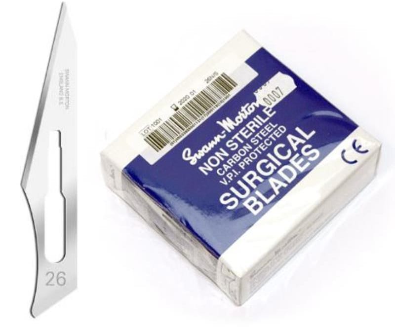 SWANN MORTON NO.26 SCALPEL SURGICAL BLADES BOX 100