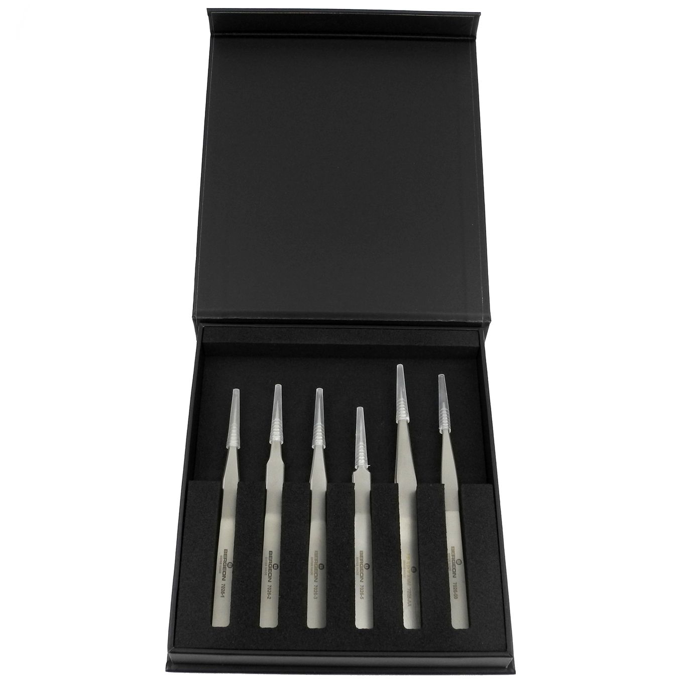 SET OF 6 ANTIMAGNETIC TWEEZERS BERGEON 7026-AC6 - HT7026-AC6