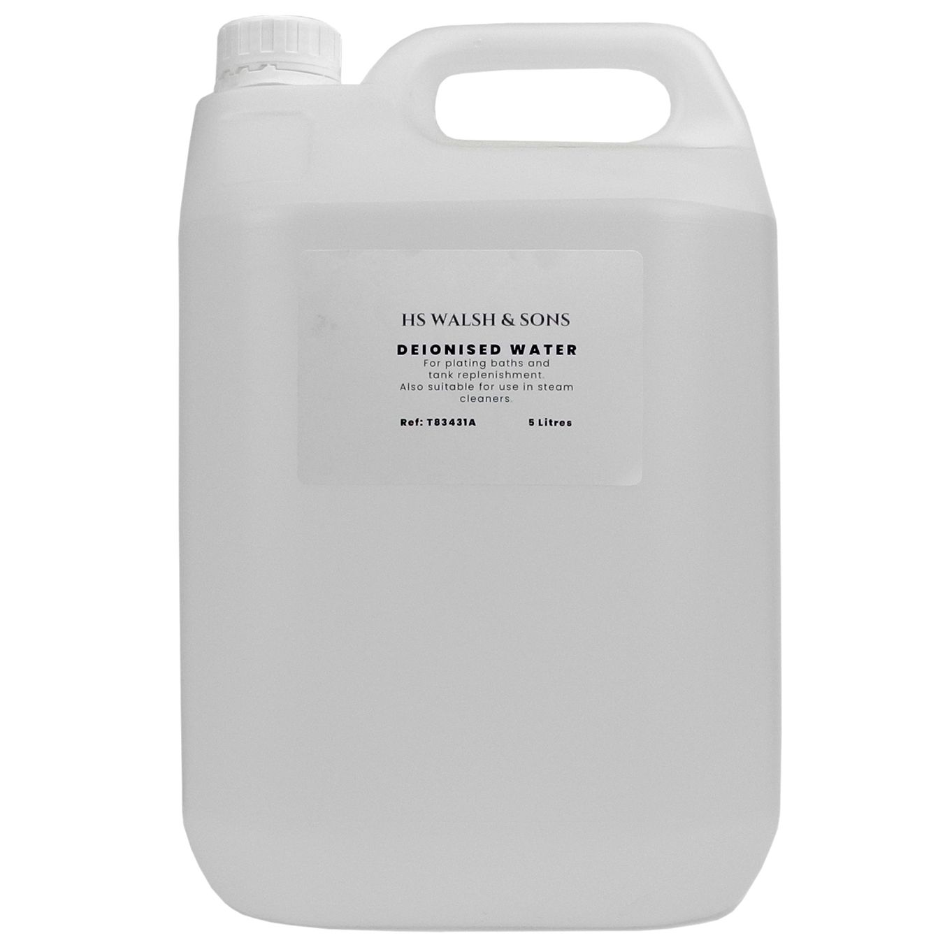 Deionised / Deionized / Purified / Demineralised DI Water (5 Litre) - T83431A