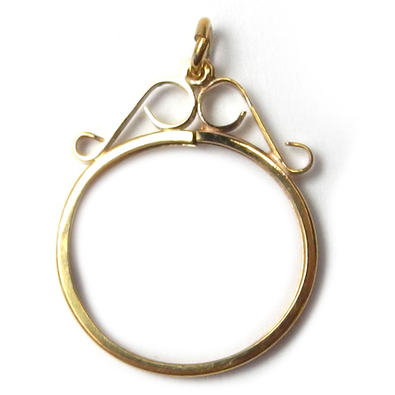 Coin Mount Half Sovereign 9ct Gold Scroll Top - FM62HL