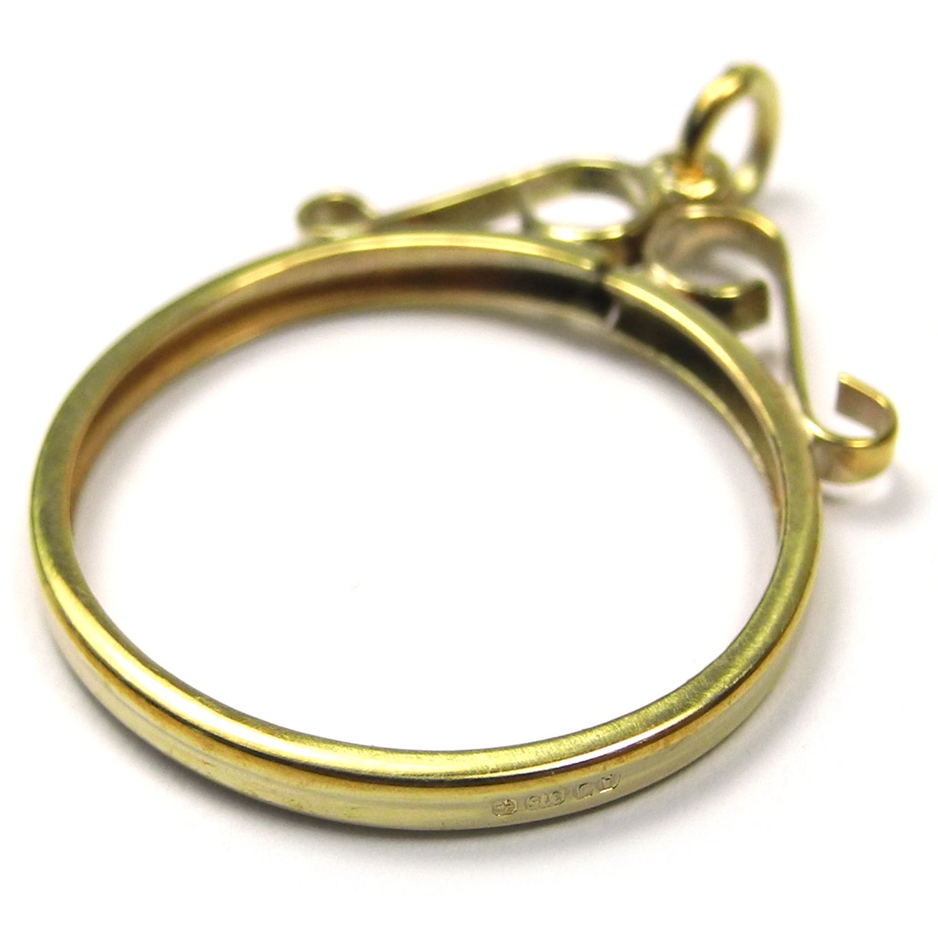 Coin Mount Half Sovereign 9ct Gold Scroll Top - FM62HL