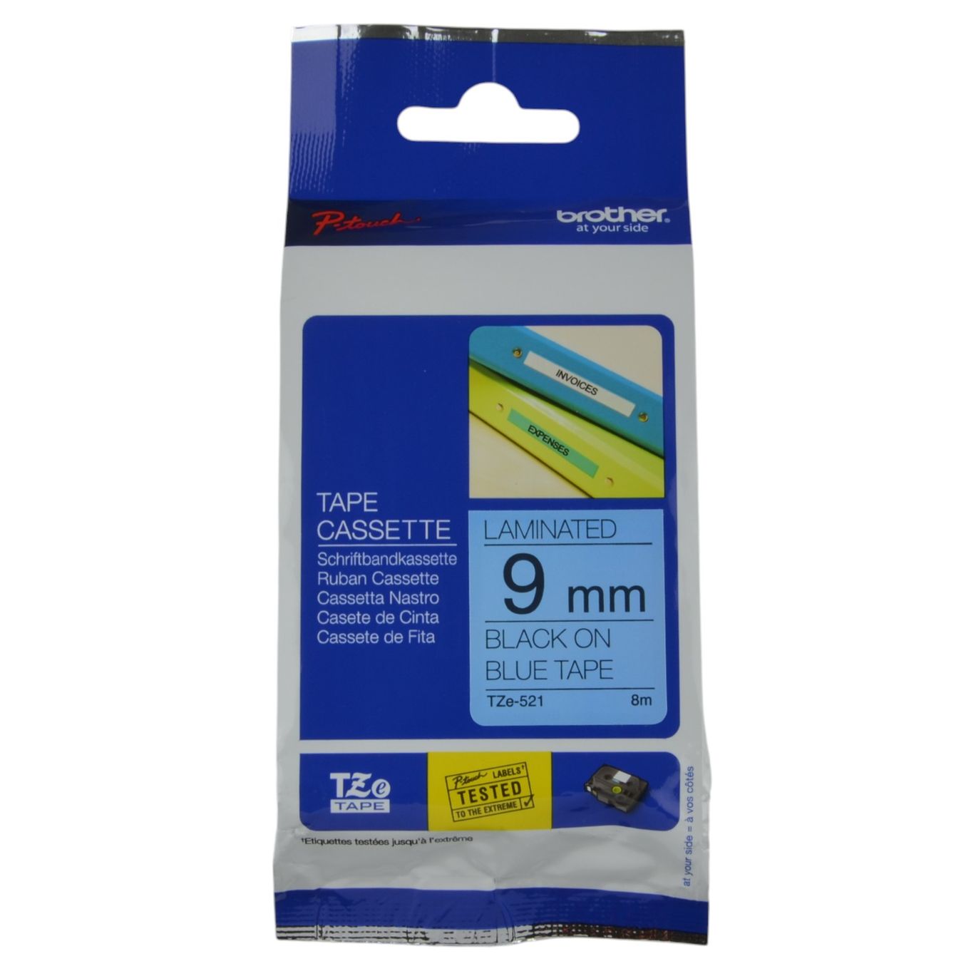 Black on Blue Brother P-Touch Labelling Tapes - HTZ***