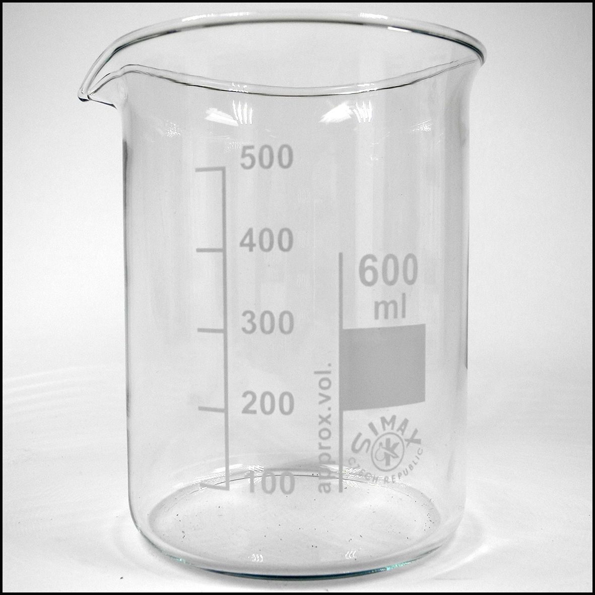 Beaker 600ml Simax Glass With Lid Ring Hu1417