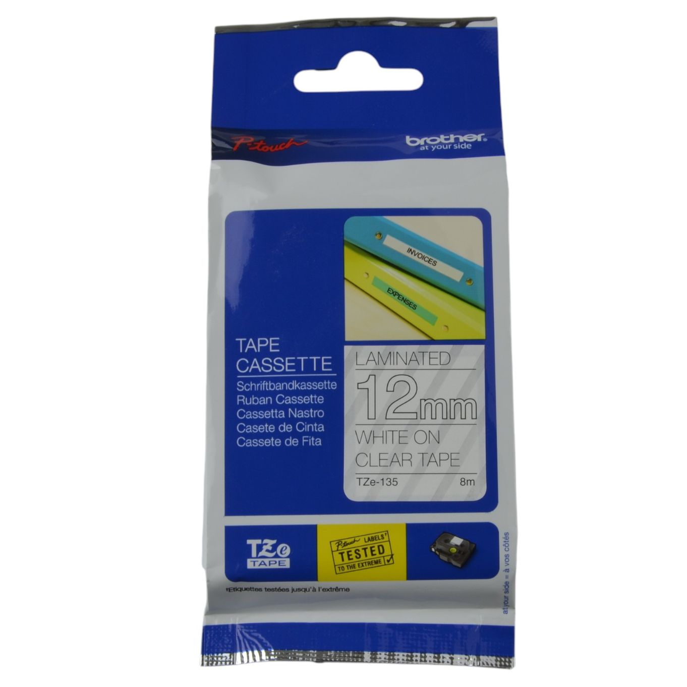 12mm White on Clear Brother P-Touch Tape TZe-231 - HTZ135