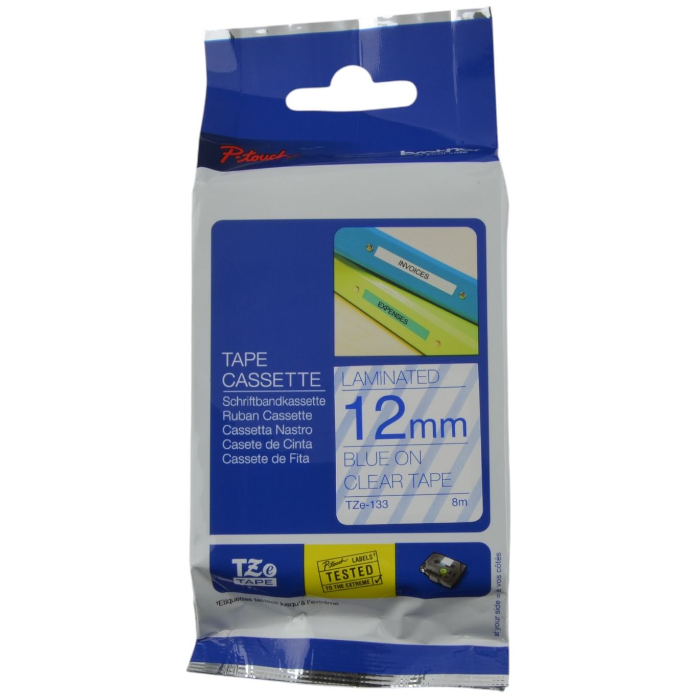 12mm Blue on Clear Brother P-Touch Tape TZe-133 - HTZ133