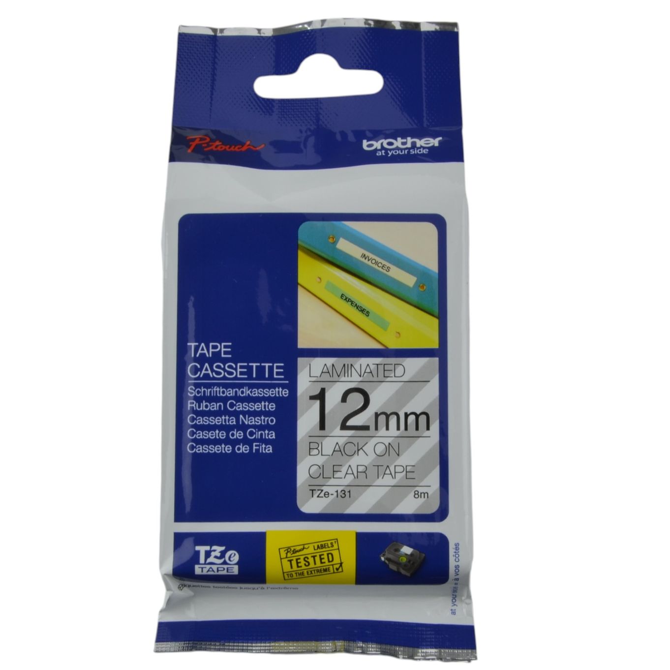 12mm Black on Clear Brother P-Touch Tape TZe-131 - HTZ131