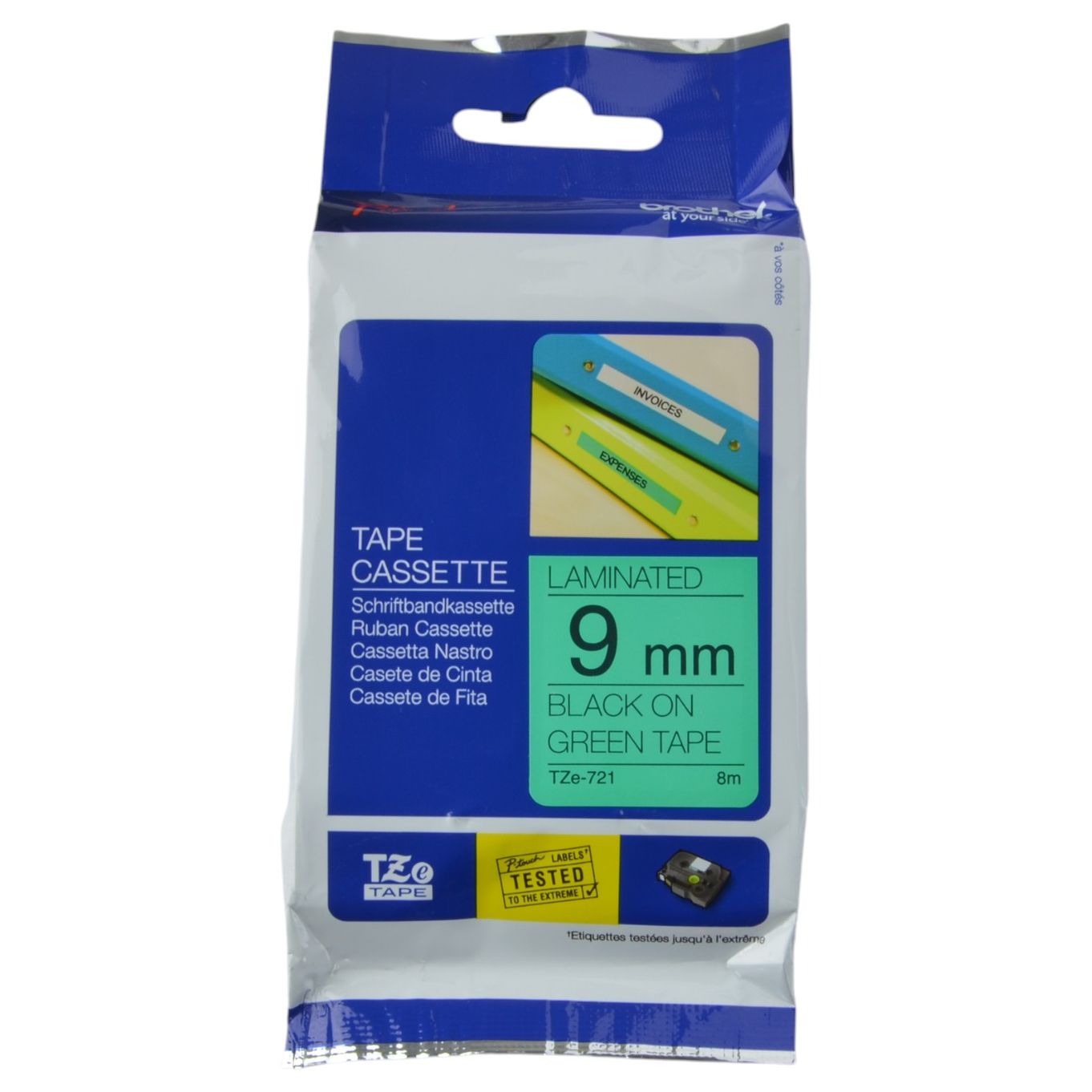 Black on Green Brother P-Touch Labelling Tapes  - HTZ***