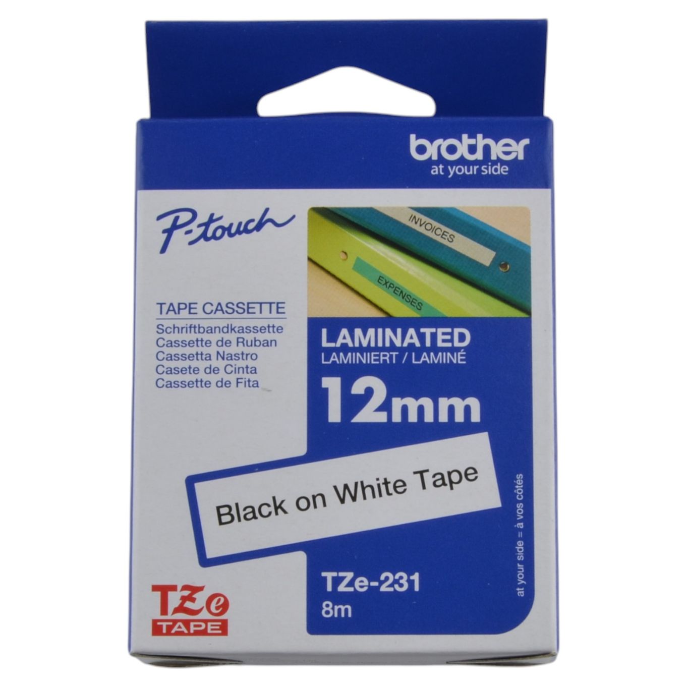 12mm Black on White Brother P-Touch Tape TZe-231 - HTZ231