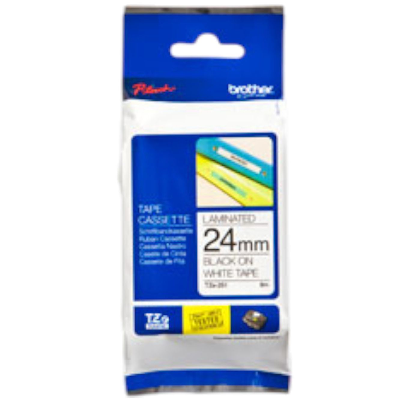 24mm Black on White Brother P-Touch Tape TZe-251 - HTZ251
