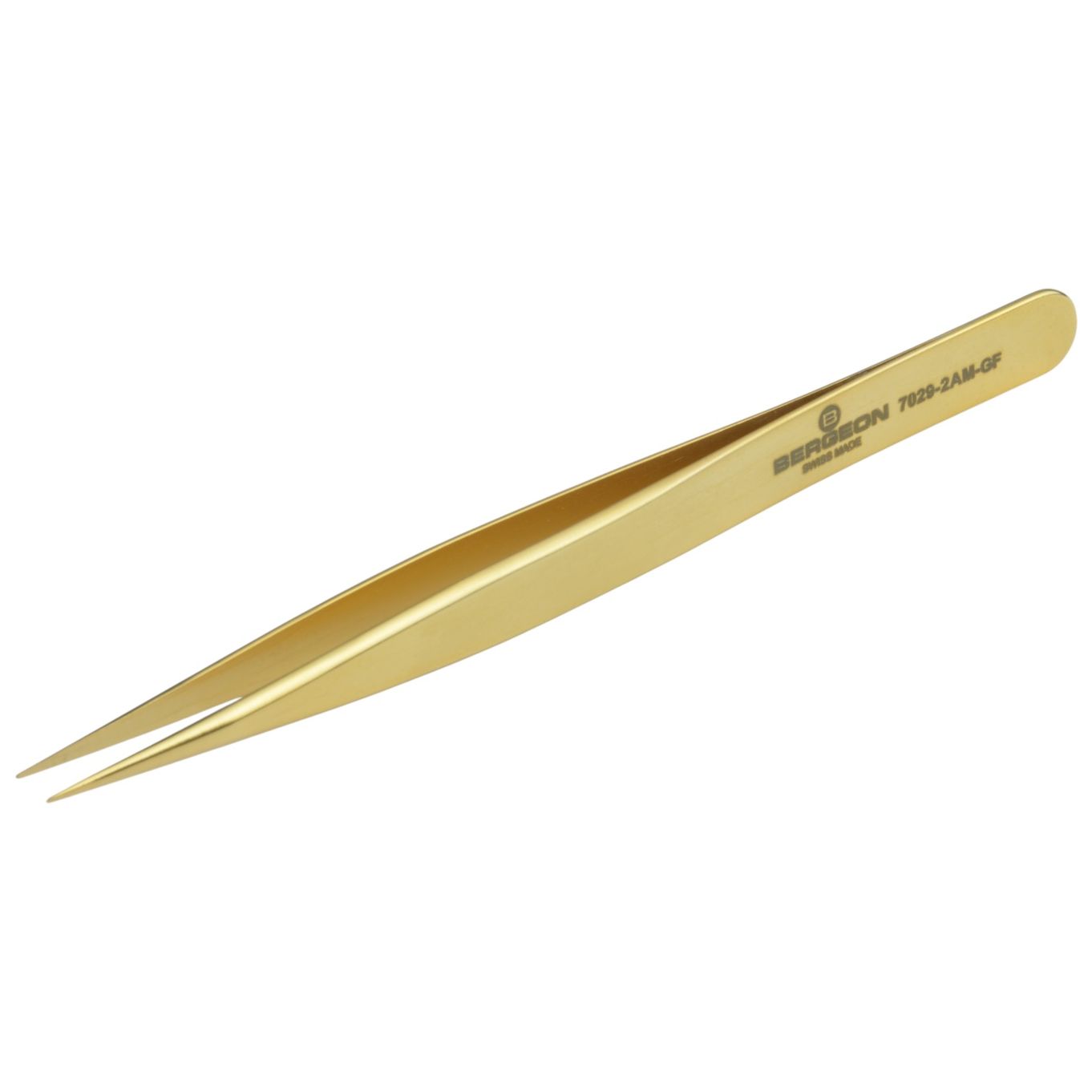 BERGEON BRASS TWEEZER (Cu & Zn) GOLD FLASH PLATED - HT7029-2AM-GF