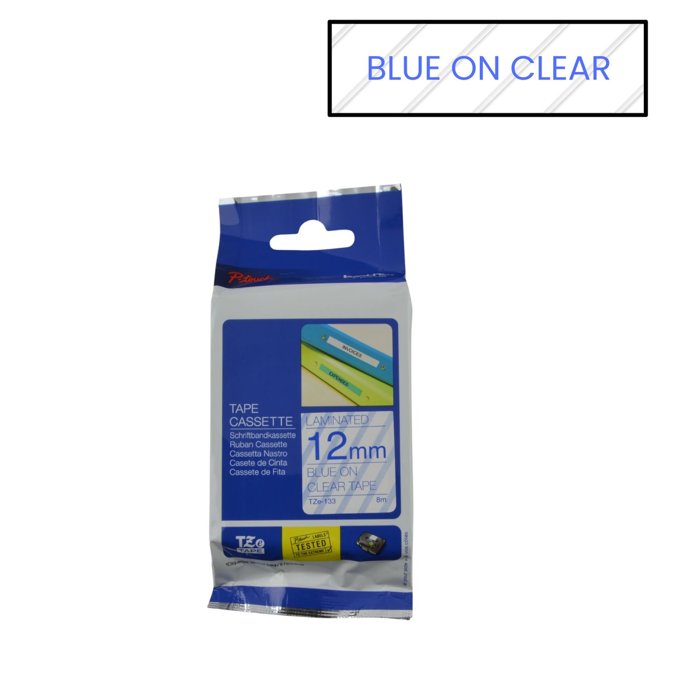 Blue on Clear Brother P-Touch Labelling Tapes - HTZ***