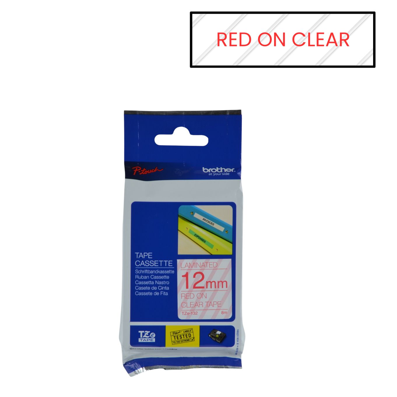 Red on Clear Brother P-Touch Labelling Tapes - HTZ***