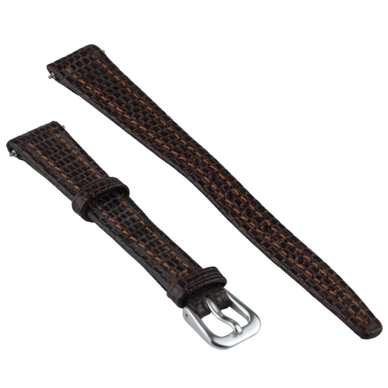 Watch Strap Brown Lizard Grain Leather 12mm Chrome - B871C