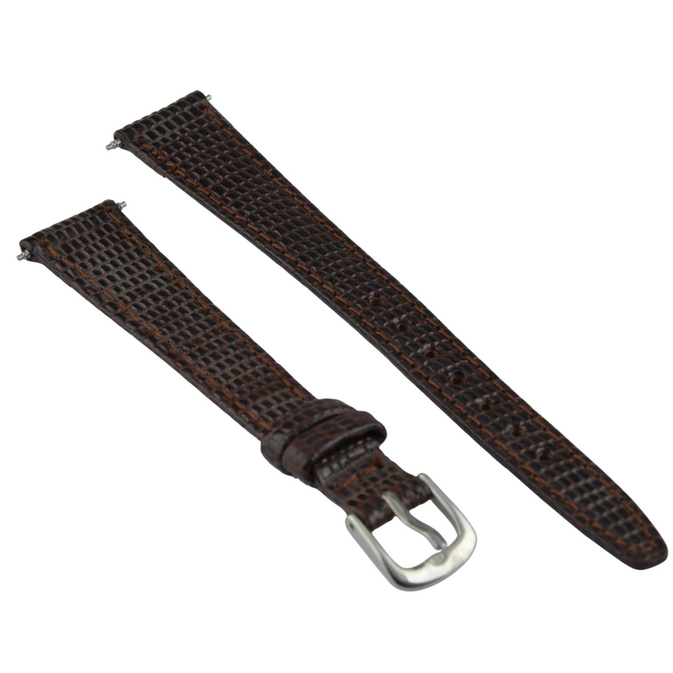 Watch Strap Brown Lizard Grain Leather 14mm Chrome - B877C