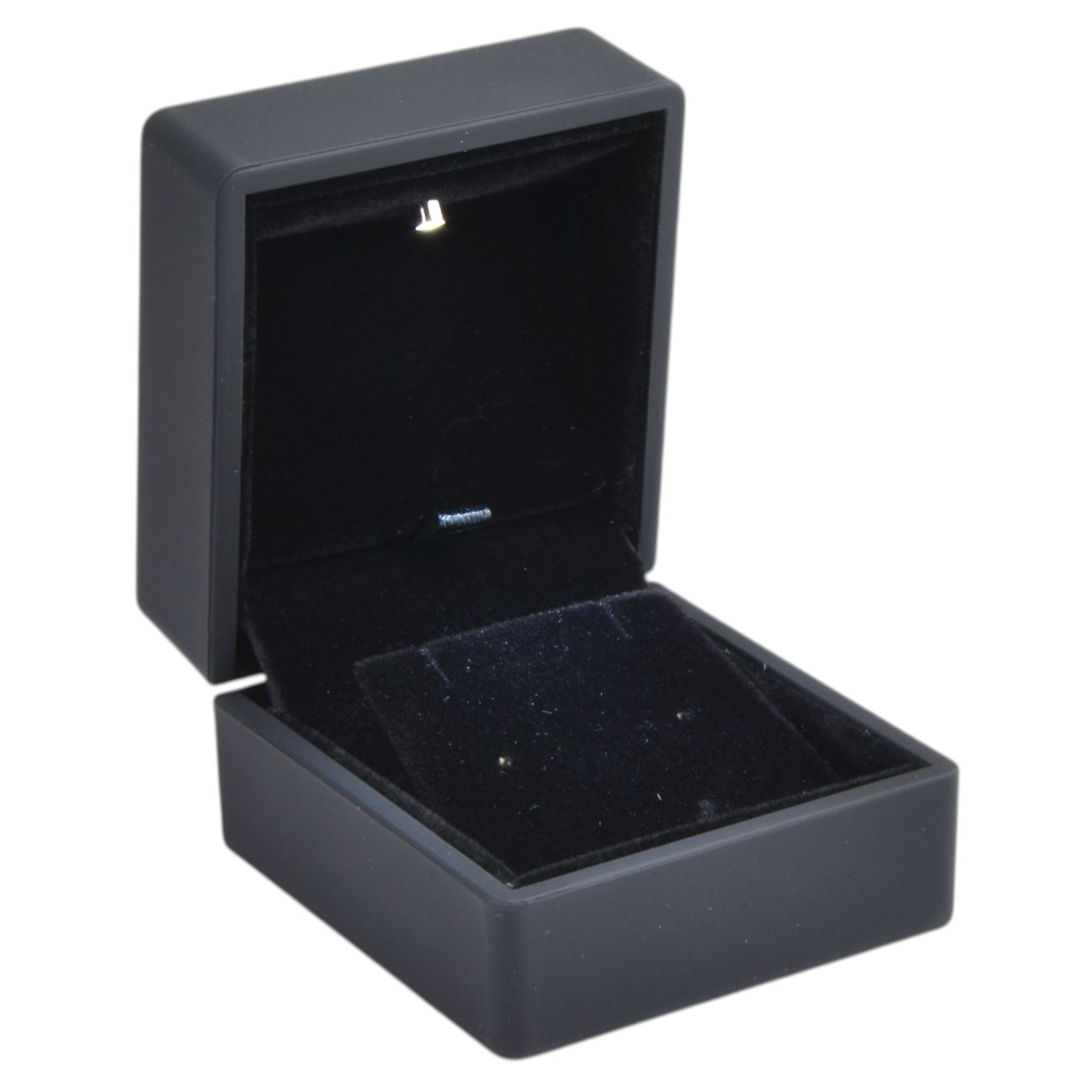 Black Soft-Touch LED Light Earring Box Presentation Case - FP98702