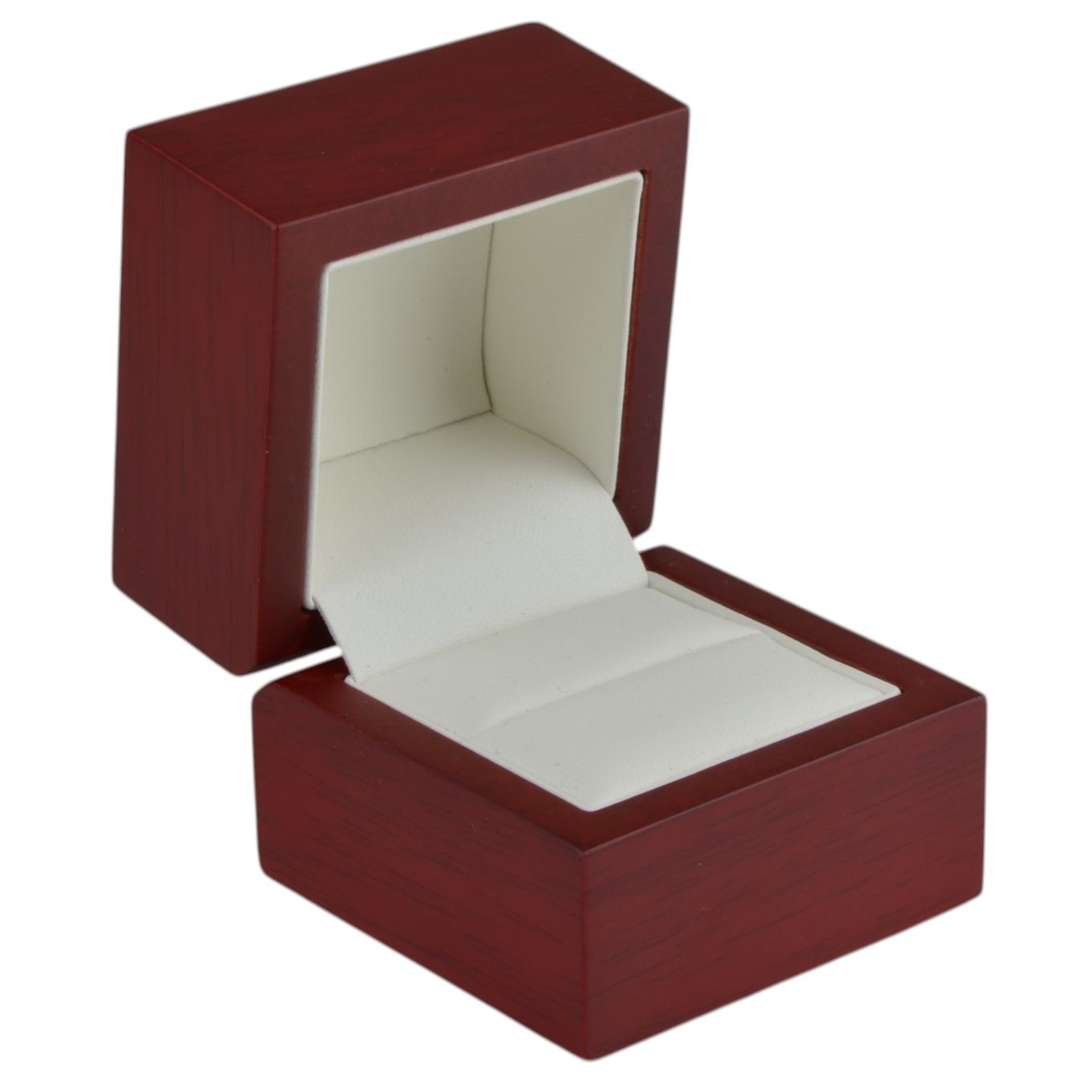 Rosewood Luxury Veneered Wood Ring Presentation Case Box - Matt Burgundy - FP98900