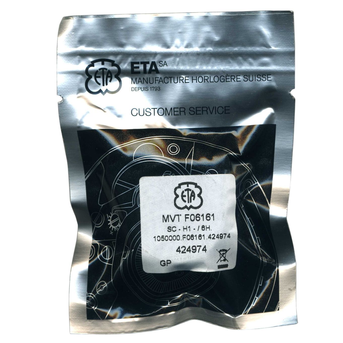 ETA F06.161 Watch Movement (Pre-Sealed) Date At 6 O'clock - MZETAF06.161PS