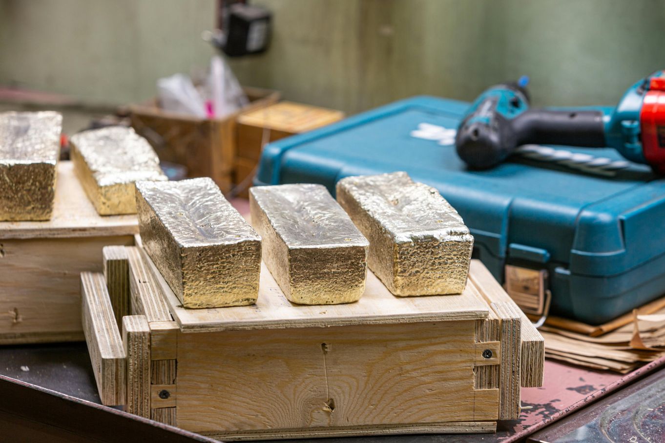 Gold bars in a jewellers workshop