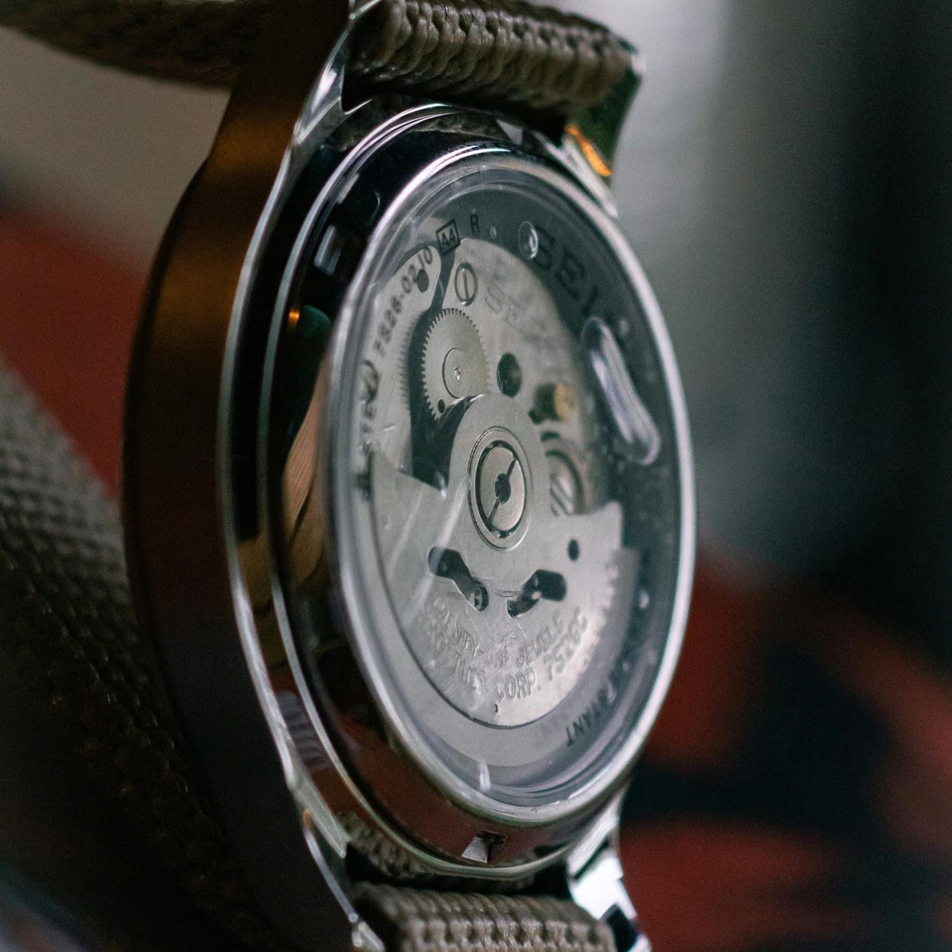The back of an automatic watch