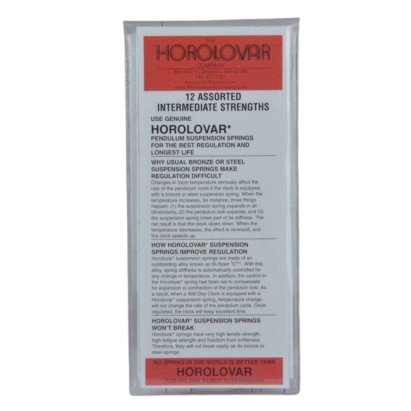 Horolovar 400 Day Suspension Wires Assortment (Intermediate) - CY201