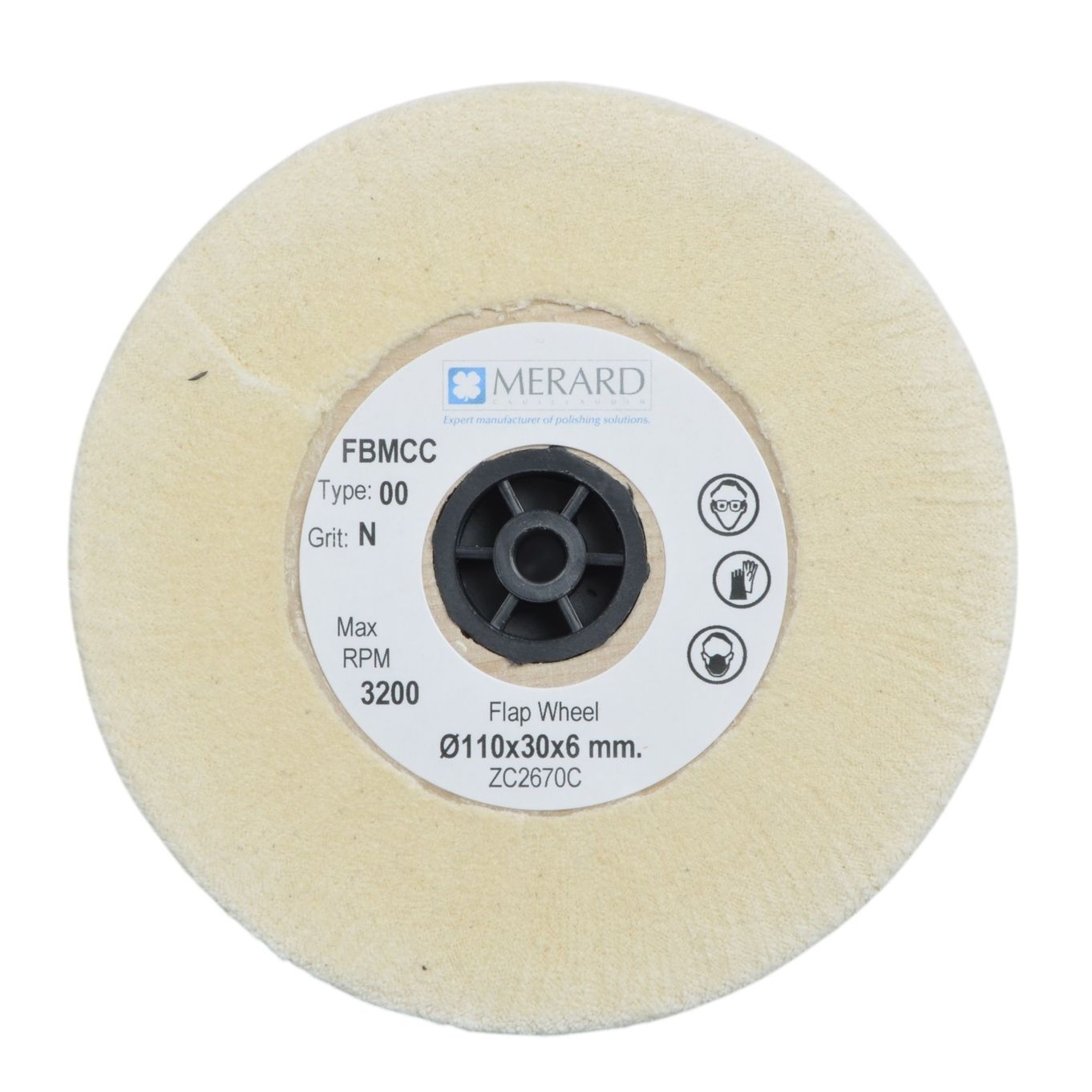 COTTON WHITE FLAP WHEEL BRUSH FB MCC 110mm x 30mm x 6mm - HPCZC2670C