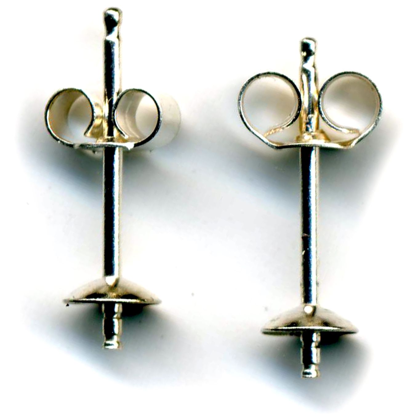 Cup & Peg Silver, 4 mm, 1 Pair - FE72