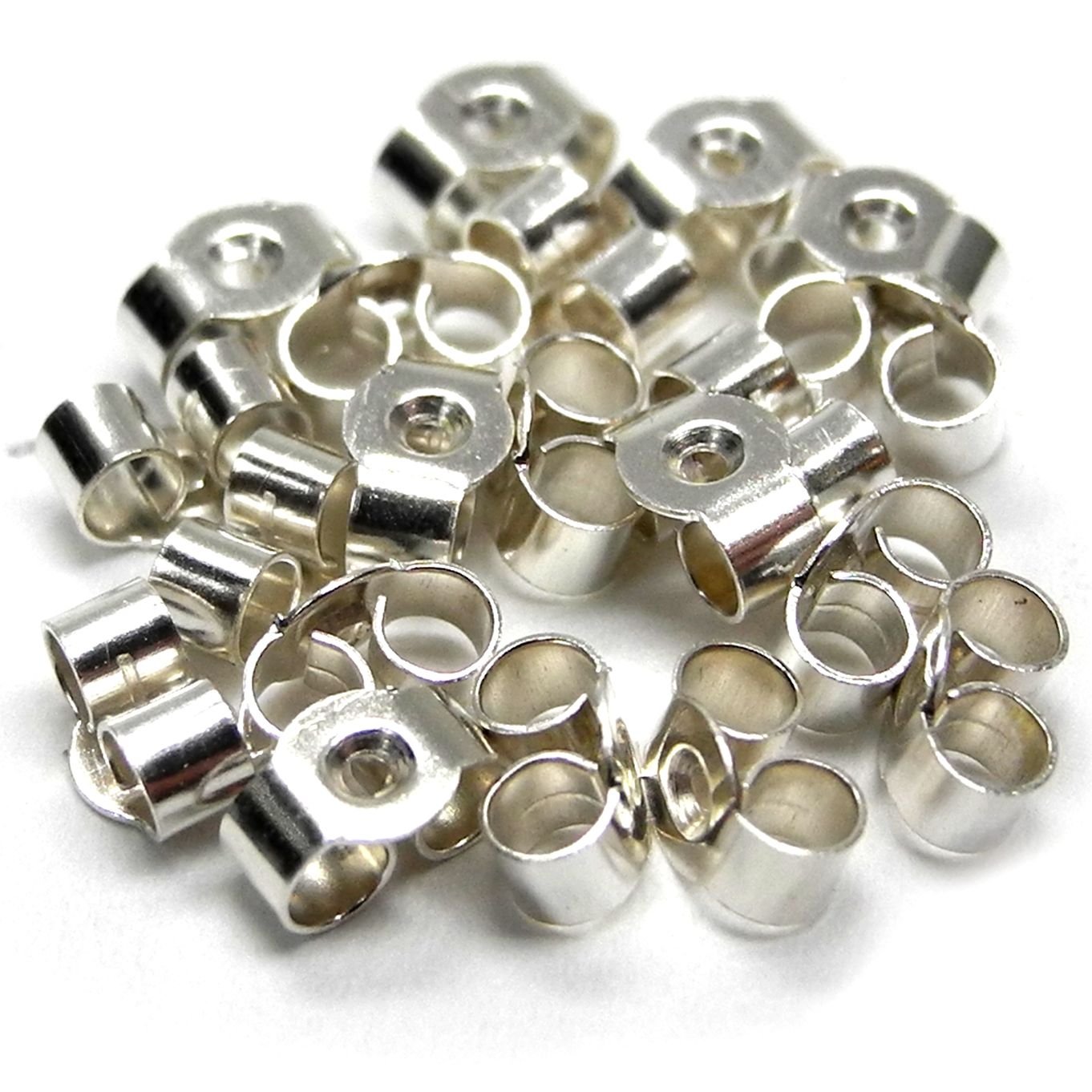 Butterfly Earring Scrolls Backs Silver Standard Weight, 10 Pairs - FS12