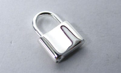 Magnetic Sterling Silver Padlock  Size: 9.5 x 12mm - FP31