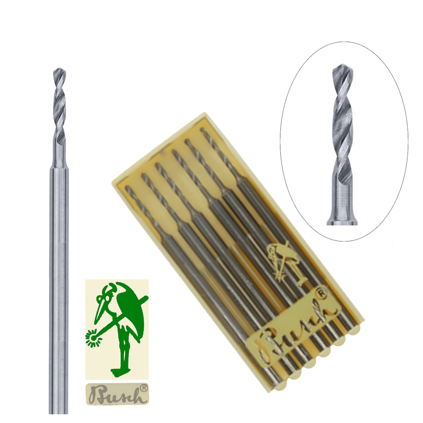 Busch Diamond Twist Drill Figure 439 Pack of 2 Jewelry Twist Drills 008-015  Made In Germany - Findings Outlet