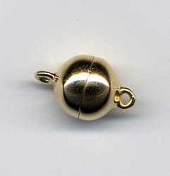 Magnetic Round Ball Silver Clasp 925 Strong (Gold Plated) 12mm - FC4470